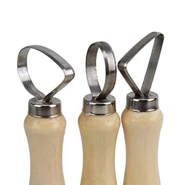 BQLZR Cake Carving Tools Modeling Tools Sculpting Tools For Soft Clay And Wax Stainless Steel Wooden Handle Flat Pottery Carving Tools Pottery Sculpting Tool Set Pack of 10