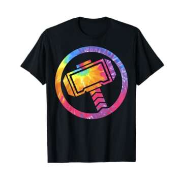 Marvel Thor Tie Dye Hammer Symbol T-Shirt - Officially Licensed Marvel Apparel