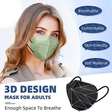 Stylish KN95 Face Masks - 10 Colors, 50 Pack for Adults