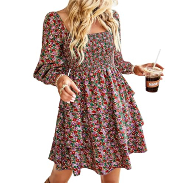 Stylish BTFBM Square Neck Smocked Dress for Women