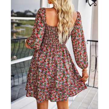 Stylish BTFBM Square Neck Smocked Dress for Women