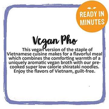 Miracle Noodle Vegan Pho Konjac Shirataki Noodles - Ready to Eat Plant Based Vietnamese, Gluten Free, Paleo Friendly, Non-GMO, 10 Oz, 6-Pack