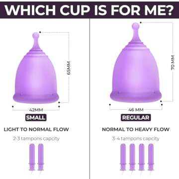 CareCup Menstrual Cup Kit - Tampon, Pad, and Disc Alternative Product - Wear for 12 Hours - Reusable Period Cup/Copa Designed with Soft Flexible Medical-Grade Silicone (2 Large Cups)