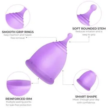 CareCup Menstrual Cup Kit - Tampon, Pad, and Disc Alternative Product - Wear for 12 Hours - Reusable Period Cup/Copa Designed with Soft Flexible Medical-Grade Silicone (2 Large Cups)