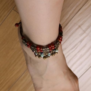 Stylish Boho Blue Pottery Seed Beads Stretch Anklets