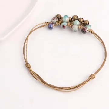 Stylish Boho Blue Pottery Seed Beads Stretch Anklets