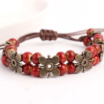 Stylish Boho Blue Pottery Seed Beads Stretch Anklets