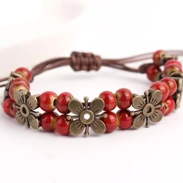 Stylish Boho Blue Pottery Seed Beads Stretch Anklets