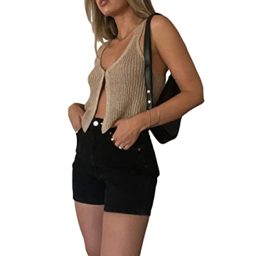 Trendy Women Summer Ribbed Crop Tank Tops for Teens