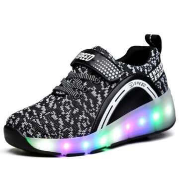 SDSPEED Kids Roller Skate Shoes with Single Wheel Shoes Sport Sneaker LED