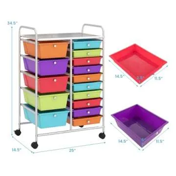 Giantex 15-Drawer Rolling Organizer Cart for Storage