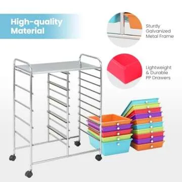 Giantex 15-Drawer Rolling Organizer Cart for Storage