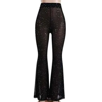 Women Rave Mesh Sheer Pants for Dance Festival Clubwear