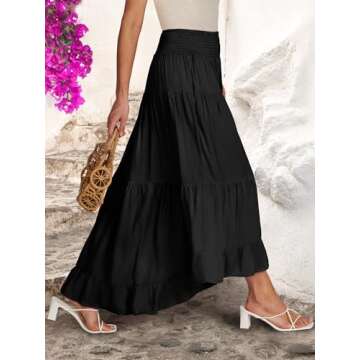 ANRABESS Women Summer Maxi Skirt Elastic High Waist Flowy Boho Casual Tiered Aline Long Beach Skirts...