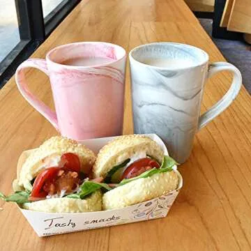 Smarlin Marbling Ceramic Coffee Tall Mug, Tea Cup for Office and Home, 13 Oz, Dishwasher and Microwave Safe, 1 PCS (Pink-high, 1)