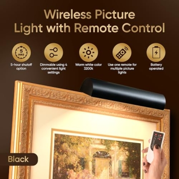 Dimmable Picture Light Battery Operated with Remote Control