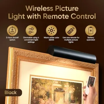 Dimmable Picture Light Battery Operated with Remote Control