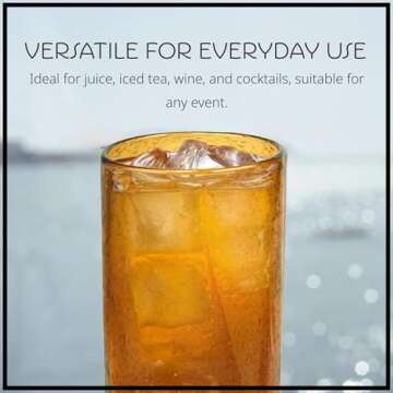 Artland 17oz Highball Tumbler, Set of 4 | Iris Seeded Design, Amber | Drinking Glass for Parties and Everyday Use - Mojito, Whiskey, Cocktail | Glassware & Kitchenware Essentials