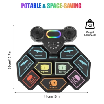 Portable Roll-Up 9-Pad Electronic Drum Set for Kids and Adults
