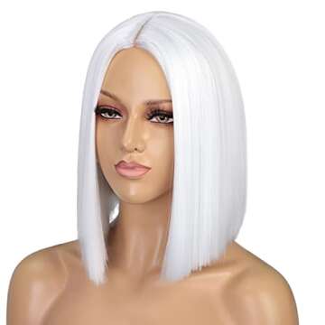 Stylish ENTRANCED STYLES White Wig for Women - 12 Inch Bob