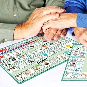 6 Pcs Communication Board for Nonverbal Adults Aphasia Colorful Picture Symbol Communication Cards for Patients Children(Green)