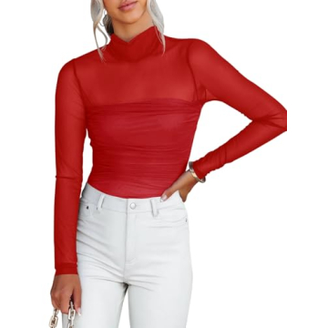 REORIA Women’s Mock Turtle Neck Bodysuit Stylish & Chic
