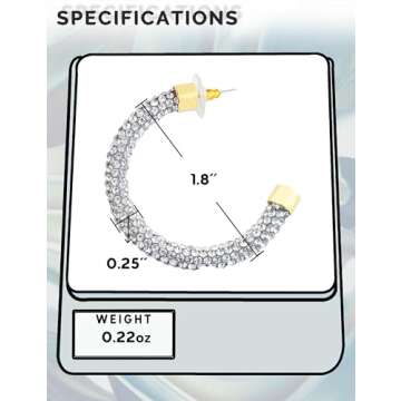 MEIYACA Rhinestone Hoop Earrings Sparkling Crystal Statement Jewelry For Women Trendy Party Gifts