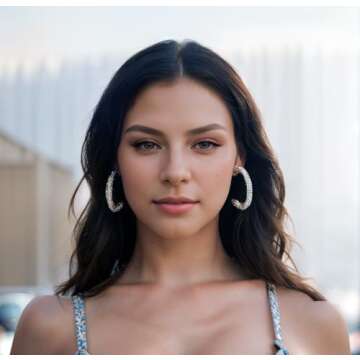 MEIYACA Rhinestone Hoop Earrings Sparkling Crystal Statement Jewelry For Women Trendy Party Gifts