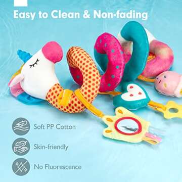 hahaland Car Seat Toys for Babies 0-6 Months Girl - Baby Toys 3-6 Months - Rattle, Mirror, Crinkle, Squeaky Carseat Stroller Toys 0-6 Months Developmental Newborn Baby Girl Easter Gifts