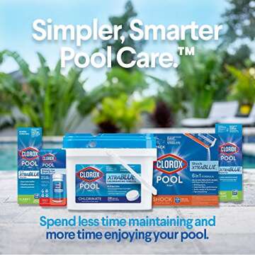 Clorox® Pool&Spa™ XtraBlue 1” Swimming Pool Chlorinating Tablets, Kills Bacteria & Stops Algae, Perfect for Small Pools (5 LB)