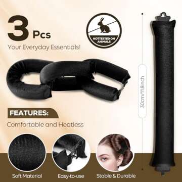 FSLHCY Heatless Hair Curlers - 3Pcs Flexi Flannel Overnight Styling Tools