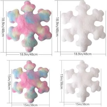 FRJINIE Snowflake Pillow,Christmas Throw Pillows Winter Snowflake Pillow White Decorative Pillow Plush Cute Pillow for Couch Sofa Bed Decoration (B, 15.8")