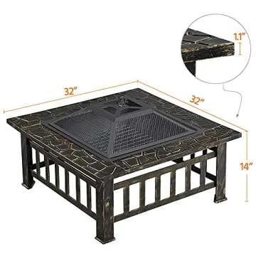 32-inch Yaheetech Fire Pit for Outdoor BBQ and Bonfire