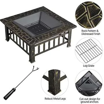 32-inch Yaheetech Fire Pit for Outdoor BBQ and Bonfire