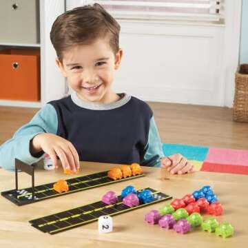 Learning Resources Mini Motor Math Activity Set, Homeschool, Includes Counting, Pattern, Addition an...