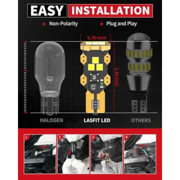 LASFIT 921 LED Bulb Reverse Light, 912 T15 LED 6000K White Canbus Error Free W16W 906 904 LED Backup Replacement Cargo Lights For Car/Trunk, 300% Super Bright, Pack of 2