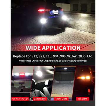 LASFIT 921 LED Bulb Reverse Light, 912 T15 LED 6000K White Canbus Error Free W16W 906 904 LED Backup Replacement Cargo Lights For Car/Trunk, 300% Super Bright, Pack of 2