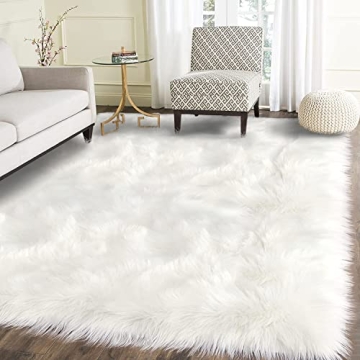 Latepis Faux Fur Sheepskin Rug - 4x6 Fluffy Luxury Decor