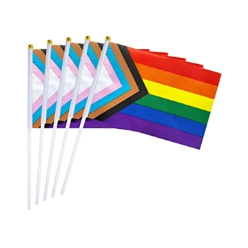 50 Pack Progress Rainbow Pride Flags - Mini Handheld Flags for Parades and Celebrations