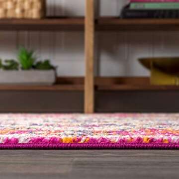 JONATHAN Y BMF104A-5 Bohemian Flair Boho Distressed Medallion Indoor Area-Rug Floral Easy-Cleaning High Traffic Bedroom Kitchen Living Room Non Shedding, 5 ft x 8 ft, Pink/Cream