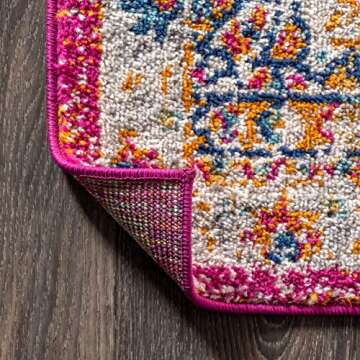 JONATHAN Y BMF104A-5 Bohemian Flair Boho Distressed Medallion Indoor Area-Rug Floral Easy-Cleaning High Traffic Bedroom Kitchen Living Room Non Shedding, 5 ft x 8 ft, Pink/Cream