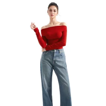SUUKSESS Trendy Off Shoulder Long Sleeve Blouse for Women