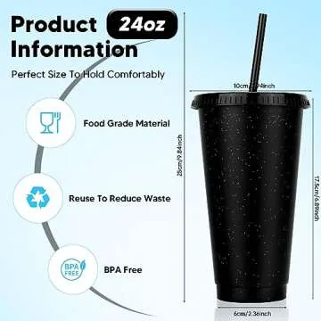 LEIFEOSH 24 Pack Colorful Tumblers with Lids and Straws