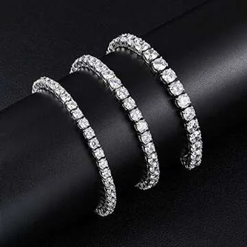 MDFUN 14k White Gold Plated 4.0 Cubic Zirconia Tennis Bracelet for Women and men（7.5" tennis bracelet）
