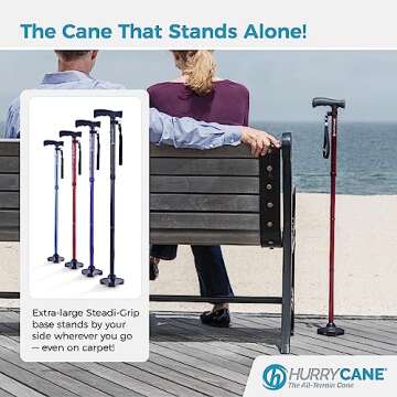 HurryCane Freedom Edition Foldable Walking Cane - Blue