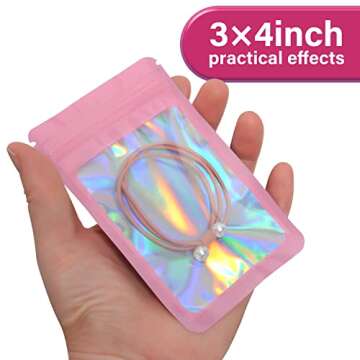 EONJOE 100-pack 3x4 inch holographic Mylar bags