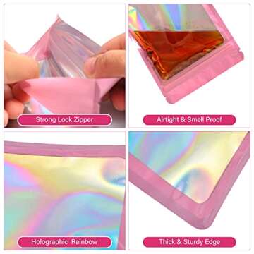 EONJOE 100-pack 3x4 inch holographic Mylar bags