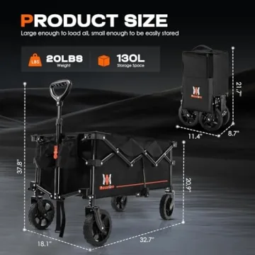 Navatiee Collapsible Folding Wagon for Easy Transport