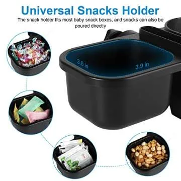 Accmor 3 in 1 Stroller Tray, Stroller Cup Holder Snack Tray, Non-Slip Grip Clip Stroller Accessory Stroller Tray Compatible with Uppababy, Nuna, Doona Strollers, Black
