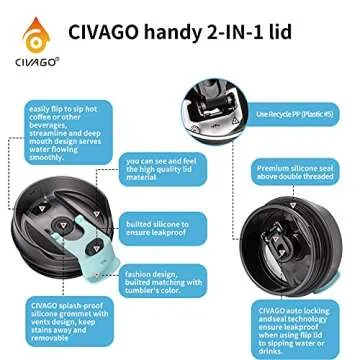 CIVAGO 30 oz Tumbler Mug with Lid and Straw, Insulated Travel Coffee Mug with Handle, Stainless Steel Vacuum Coffee Cup, Leakproof, Rose Gold